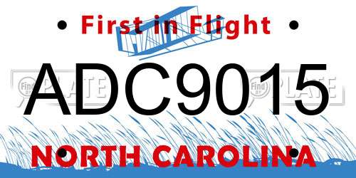 ADC9015 North Carolina License Plate