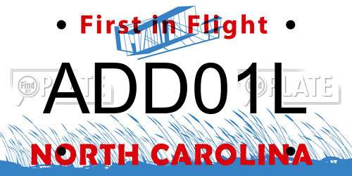 ADD01L North Carolina License Plate