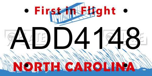 ADD4148 North Carolina License Plate