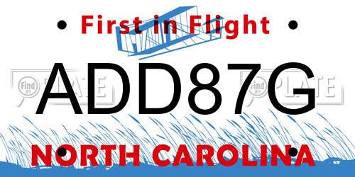 ADD87G North Carolina License Plate