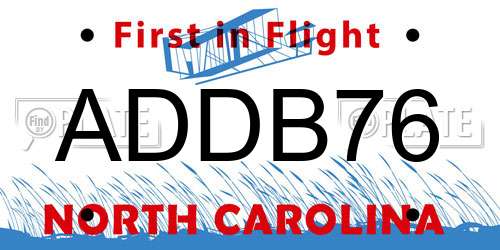ADDB76 North Carolina License Plate
