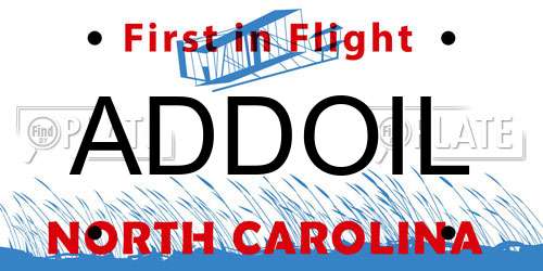 ADDOIL North Carolina License Plate