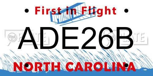 ADE26B North Carolina License Plate