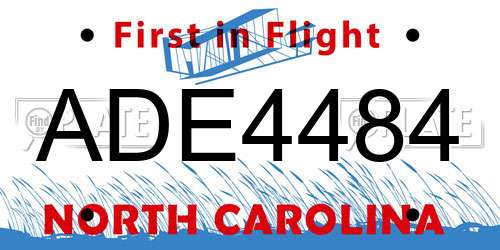 ADE4484 North Carolina License Plate