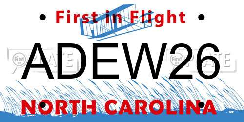 ADEW26 North Carolina License Plate