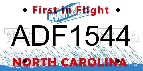 ADF1544 North Carolina License Plate