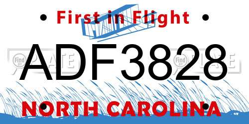 ADF3828 North Carolina License Plate