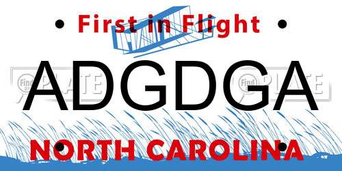 ADGDGA North Carolina License Plate
