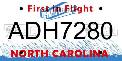 ADH7280 North Carolina License Plate