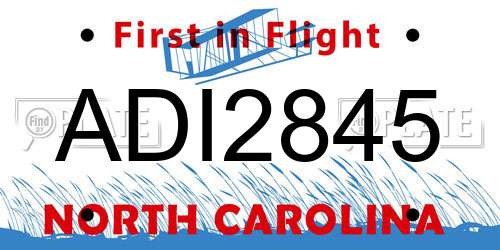 ADI2845 North Carolina License Plate