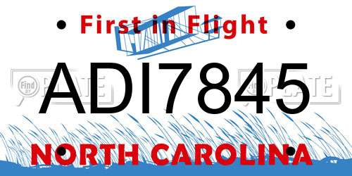 ADI7845 North Carolina License Plate