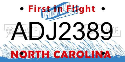 ADJ2389 North Carolina License Plate