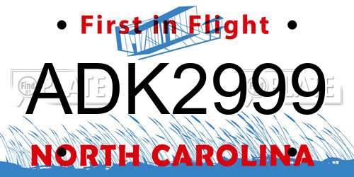 ADK2999 North Carolina License Plate