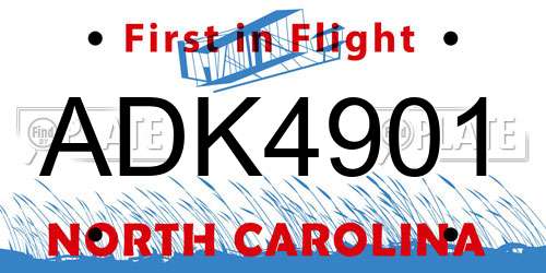 ADK4901 North Carolina License Plate