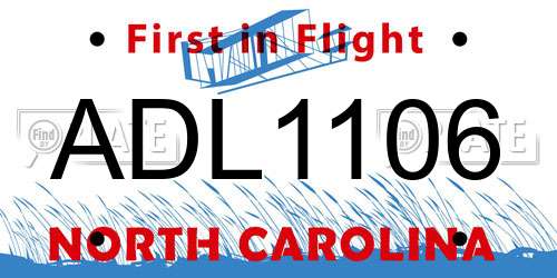 ADL1106 North Carolina License Plate