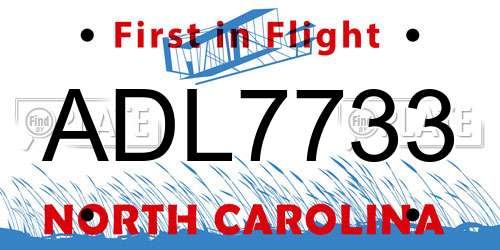 ADL7733 North Carolina License Plate