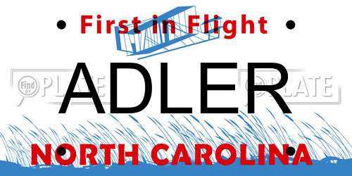ADLER North Carolina License Plate