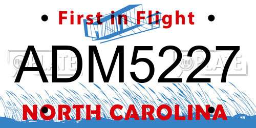 ADM5227 North Carolina License Plate