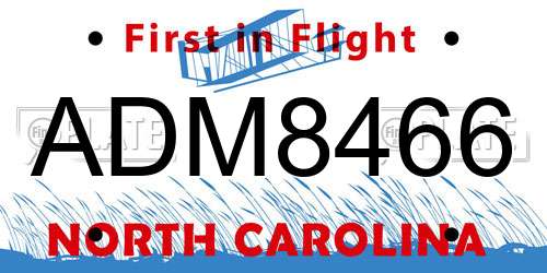 ADM8466 North Carolina License Plate