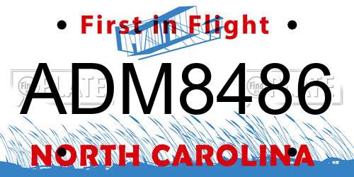 ADM8486 North Carolina License Plate