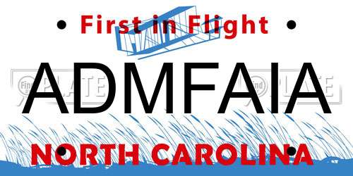 ADMFAIA North Carolina License Plate