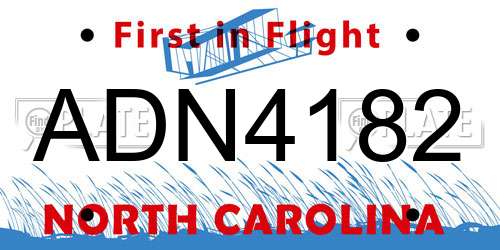 ADN4182 North Carolina License Plate