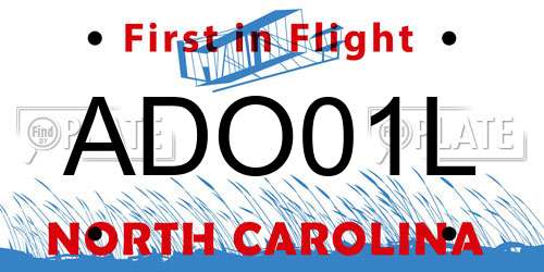 ADO01L North Carolina License Plate