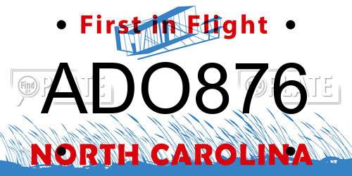 ADO876 North Carolina License Plate