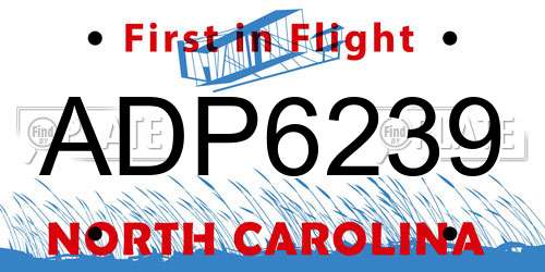 ADP6239 North Carolina License Plate