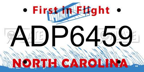 ADP6459 North Carolina License Plate