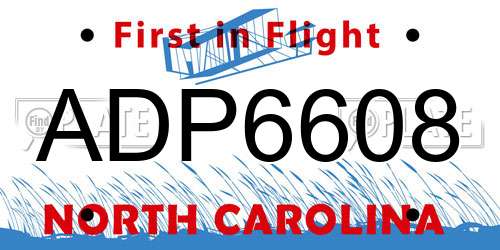 ADP6608 North Carolina License Plate