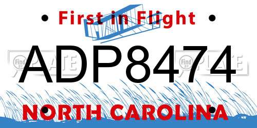 ADP8474 North Carolina License Plate