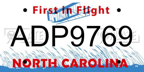 ADP9769 North Carolina License Plate