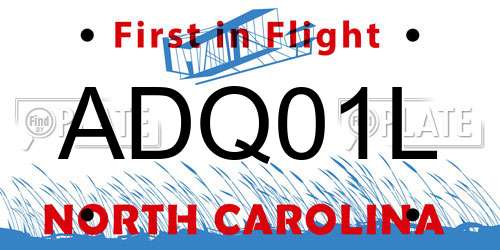 ADQ01L North Carolina License Plate