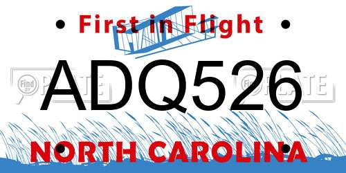 ADQ526 North Carolina License Plate