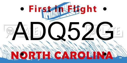 ADQ52G North Carolina License Plate