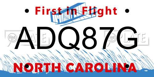 ADQ87G North Carolina License Plate