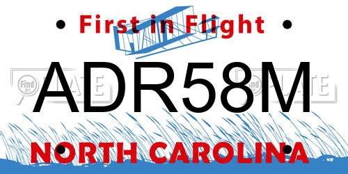 ADR58M North Carolina License Plate