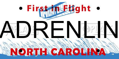 ADRENLIN North Carolina License Plate