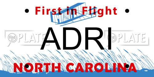 ADRI North Carolina License Plate