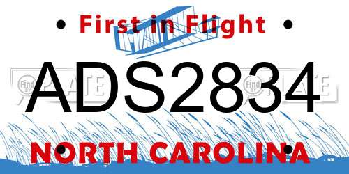 ADS2834 North Carolina License Plate