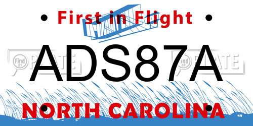 ADS87A North Carolina License Plate