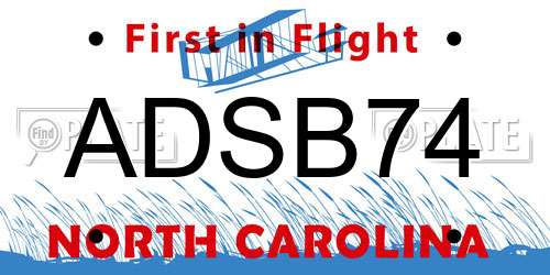 ADSB74 North Carolina License Plate