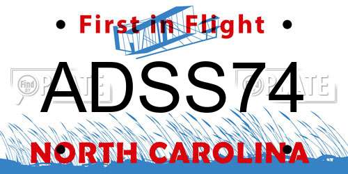 ADSS74 North Carolina License Plate