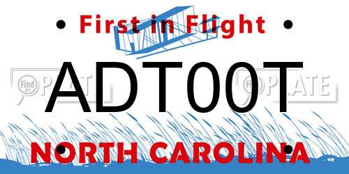 ADT00T North Carolina License Plate