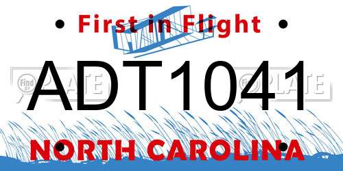 ADT1041 North Carolina License Plate