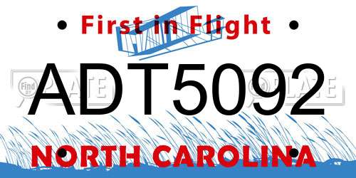 ADT5092 North Carolina License Plate