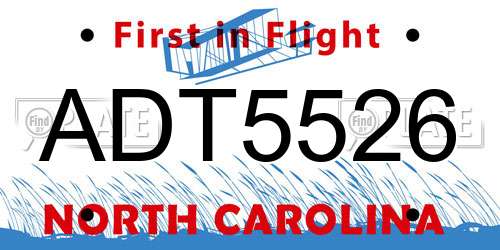 ADT5526 North Carolina License Plate