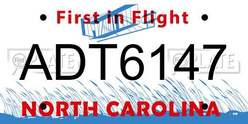 ADT6147 North Carolina License Plate
