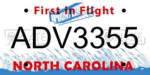 ADV3355 North Carolina License Plate
